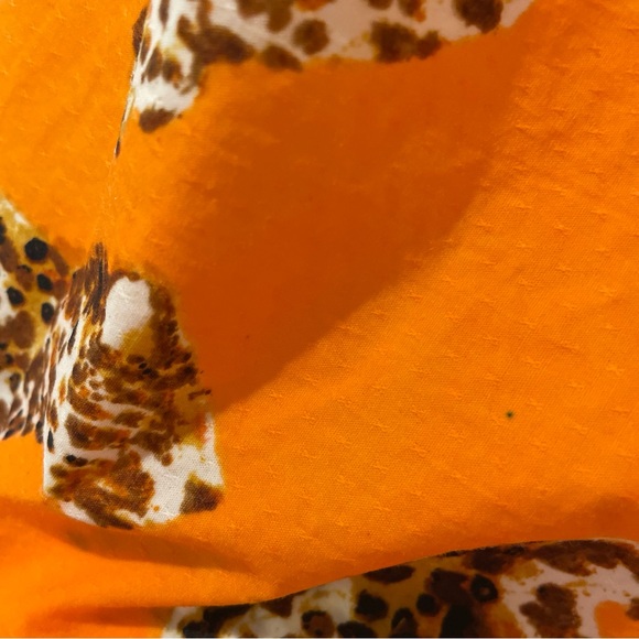 Anthropologie Maeve Orange Tiger Leopard Big Kitty Print Babydoll Mini Dress XS - Picture 14 of 14
